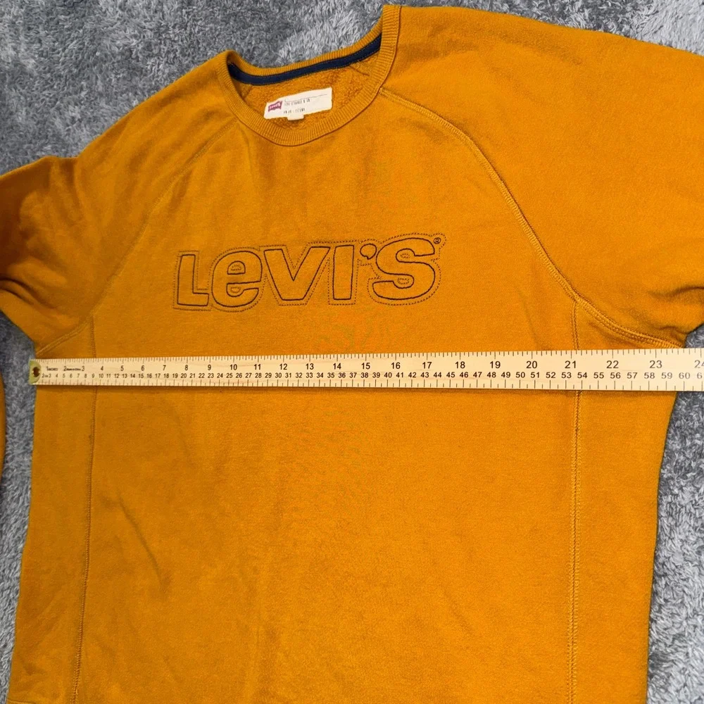 Levi's Men 3LGLK1944 Crewneck Sweatshirt Large Mustard Yellow Raglan Cotton